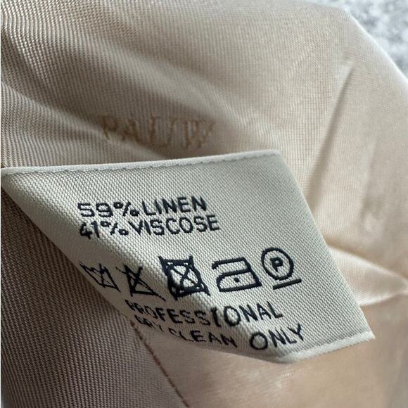 PAUW Linen Blend Tan Short Hidden Button Lightweight Blazer Pocket‎ No Collar 0 - Picture 8 of 13